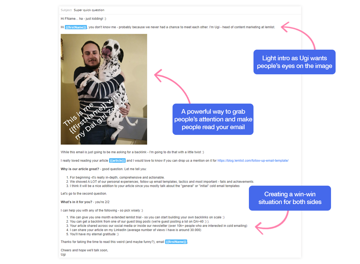 saas cold email example